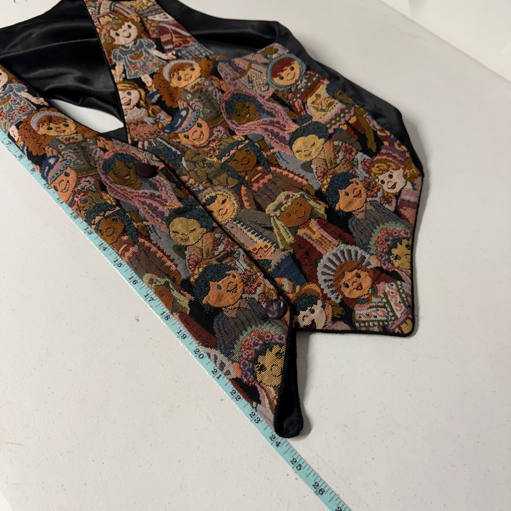 Vintage Reversible Tapestry Vest Children of the World Multicultural Teacher - Picture 3 of 11